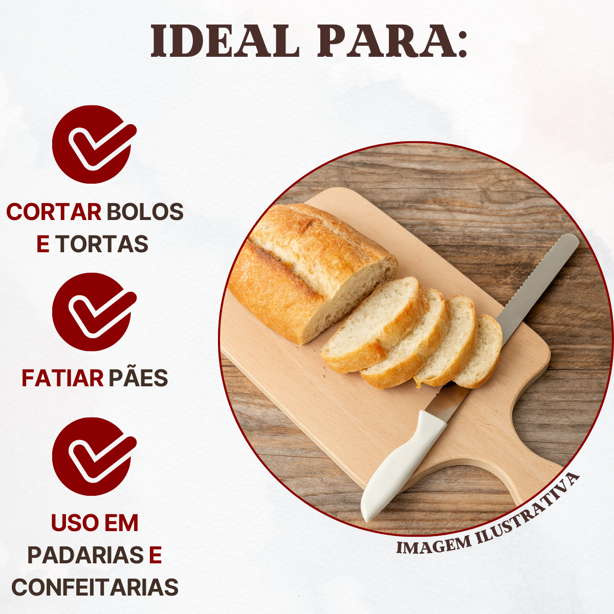 Faca serrilhada Pão Massas inox