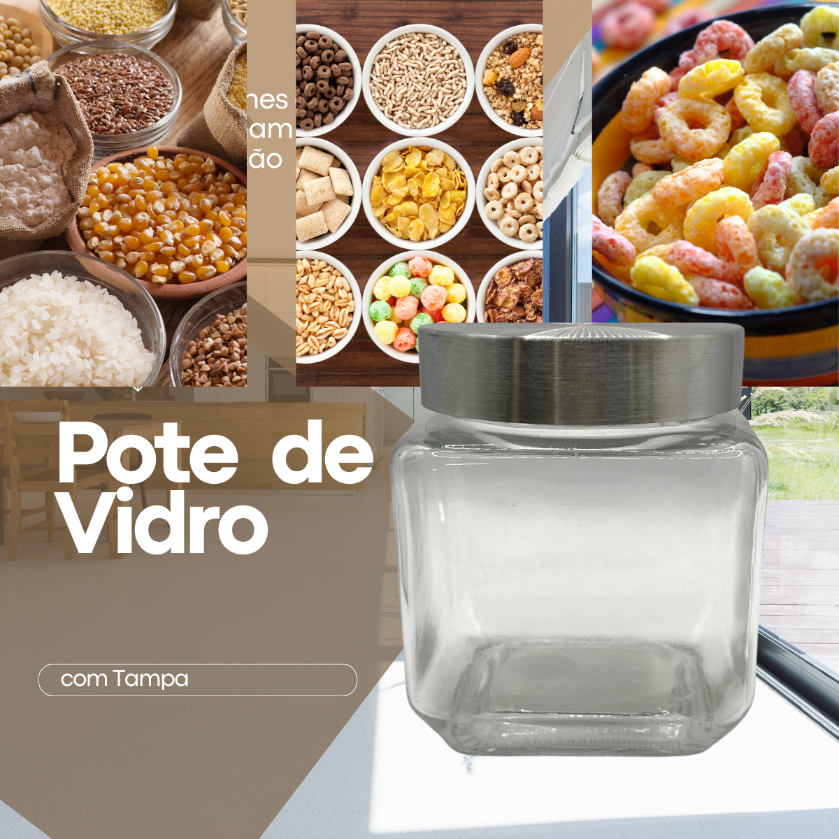 Pote de Vidro Quadrado de 500ml - A Gourmet