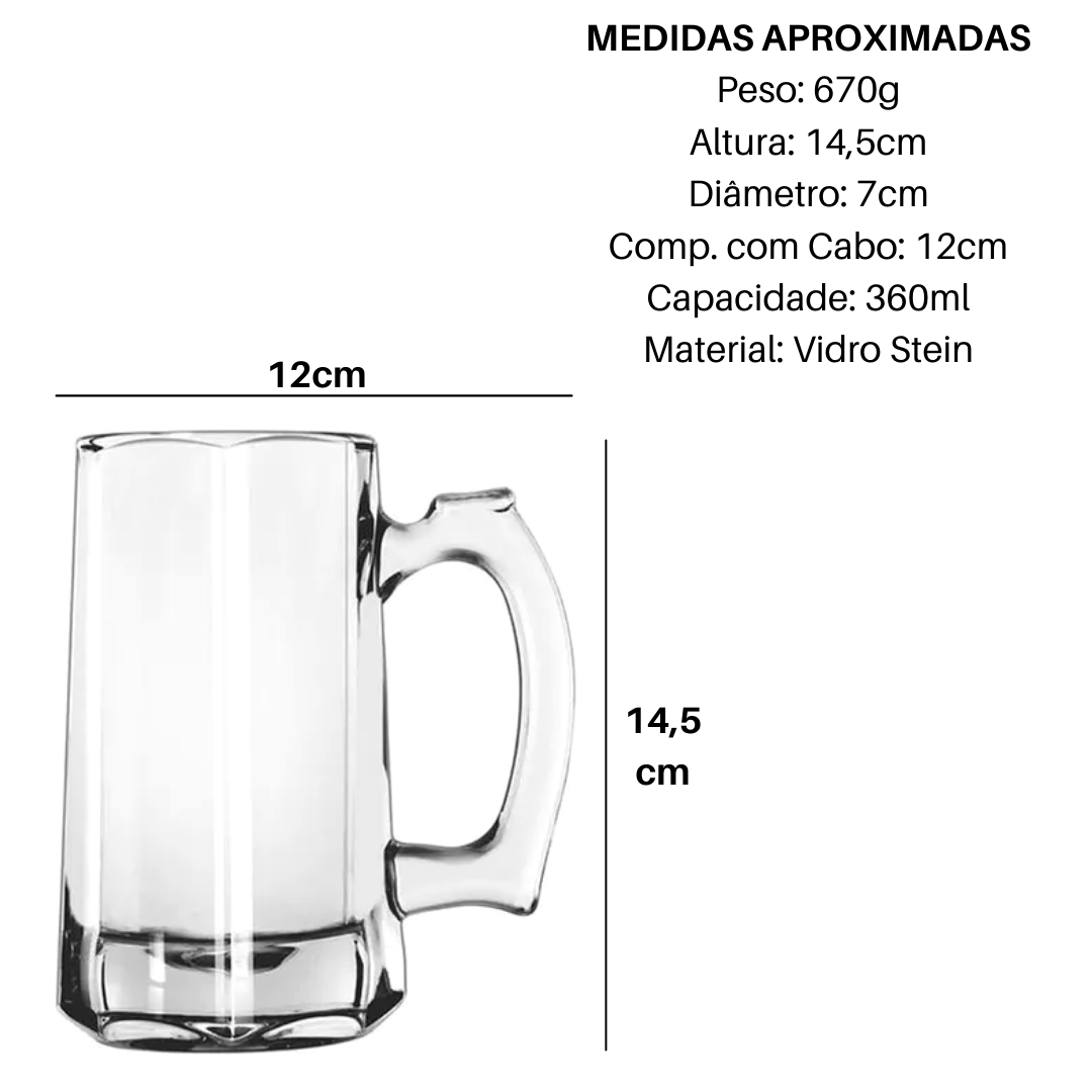 Caneca Chopp Stein de Vidro 360ML Cheff Line