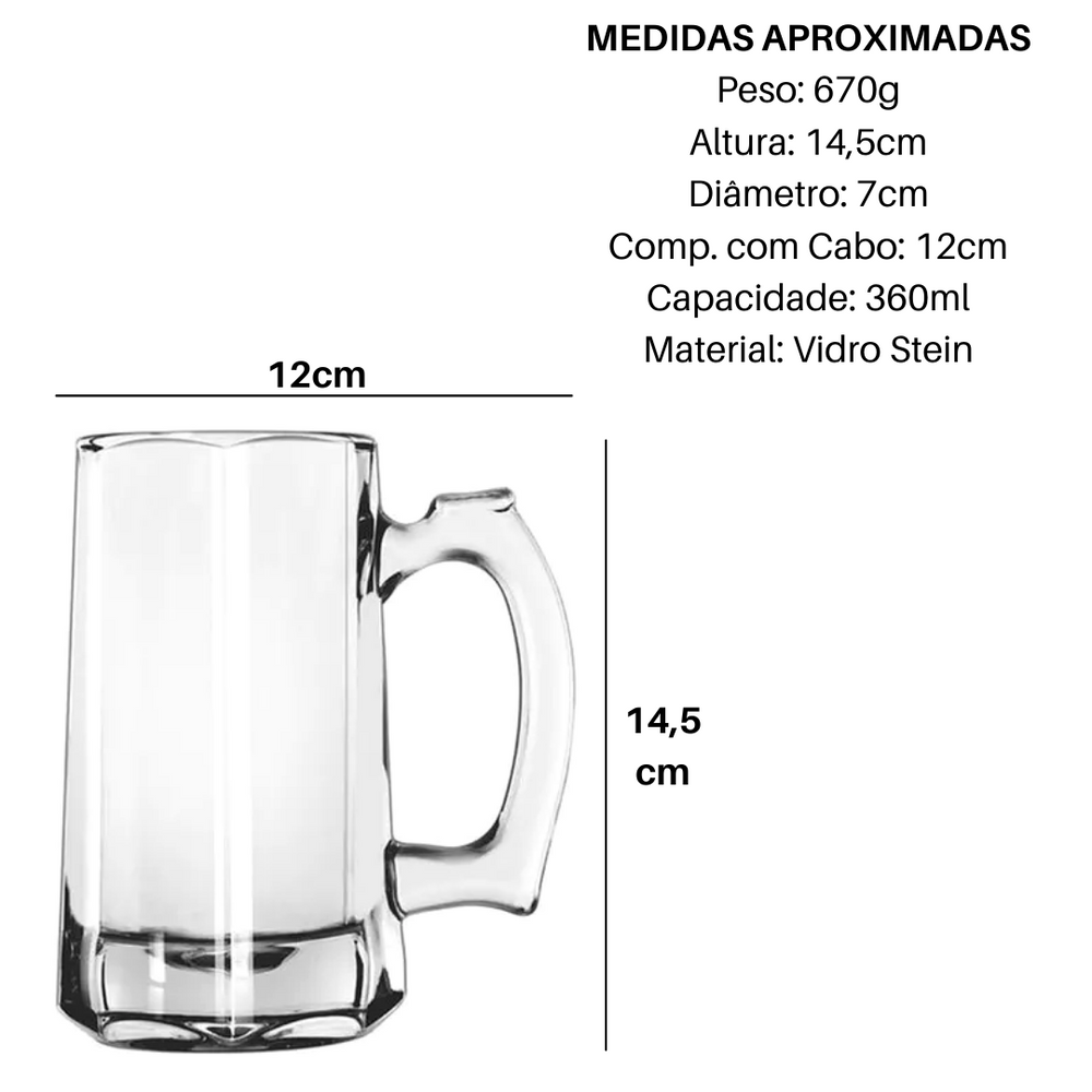 Caneca Chopp Stein de Vidro 360ML Cheff Line