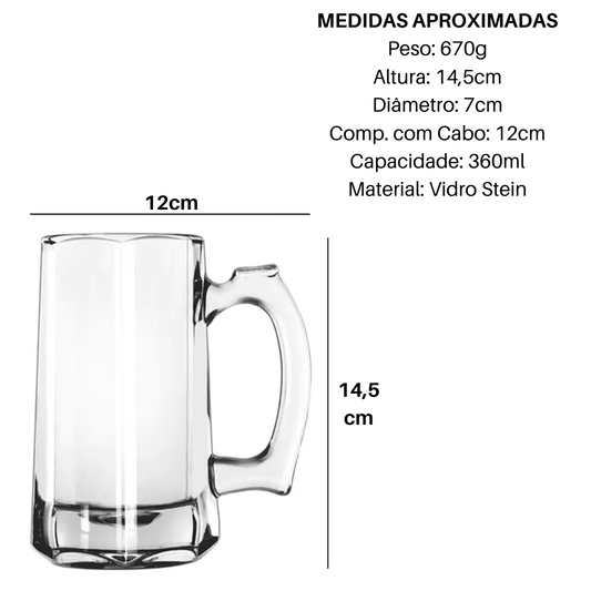 Caneca Chopp Stein de Vidro 360ML