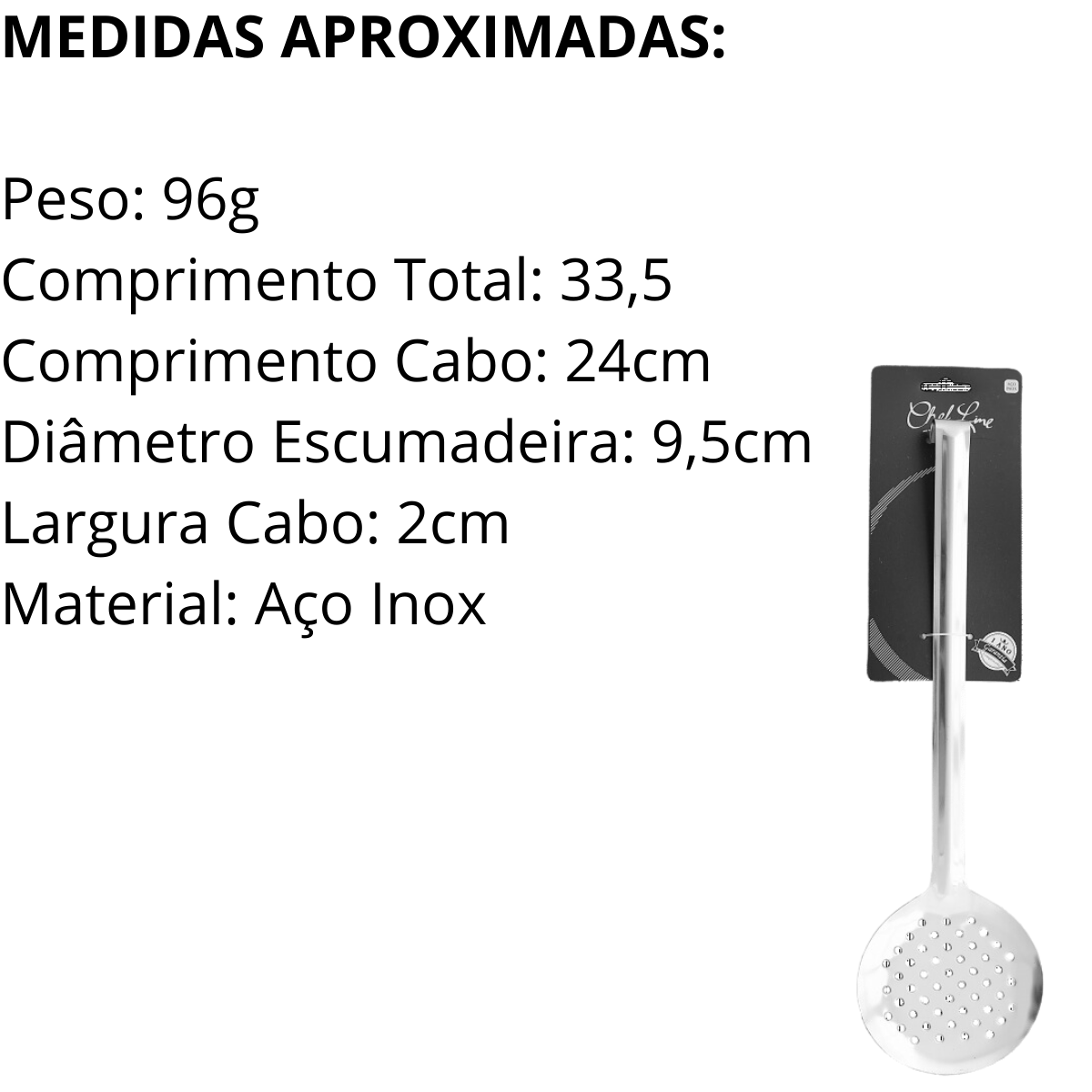 Escumadeira em Aço Inox C/Virola - A Gourmet