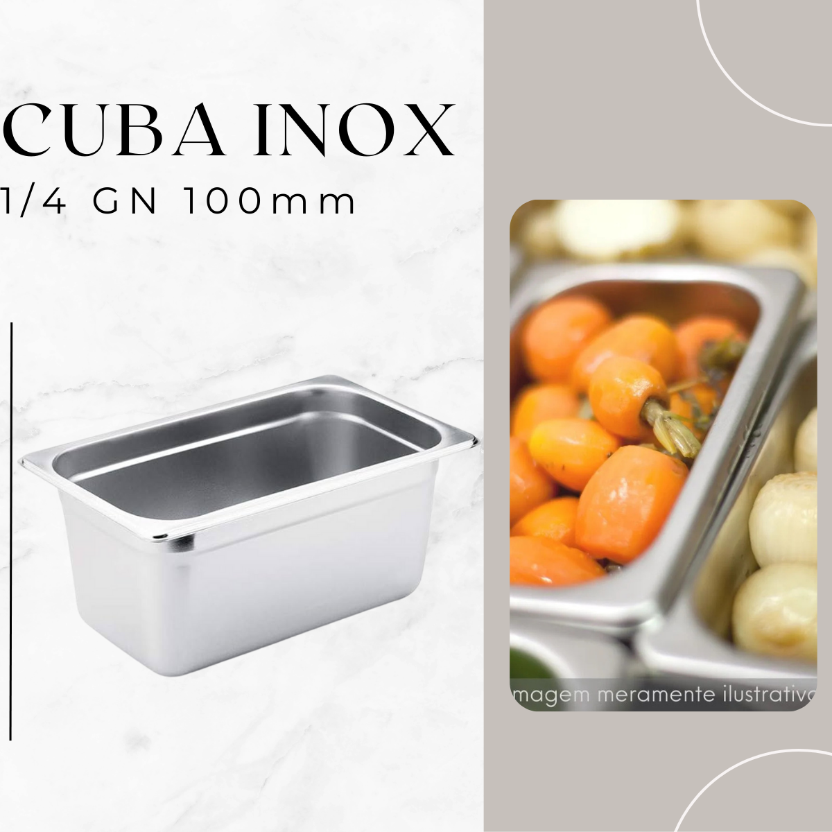 Cuba S/Alça de Inox 1/4 GN 100mm - A Gourmet