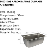 Cuba GN C/Alça 1/1 200mm Aço Inox - A Gourmet