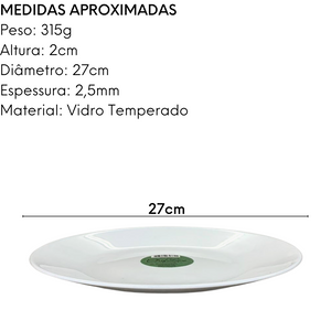 Prato Raso Opaline Vidro Temperado 27cm Cheff Line