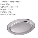 Travessa em Aço Inox Oval Rasa Cheff Line