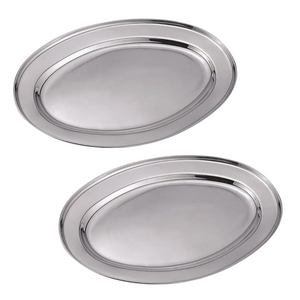 Travessa em Aço Inox Oval Rasa Cheff Line