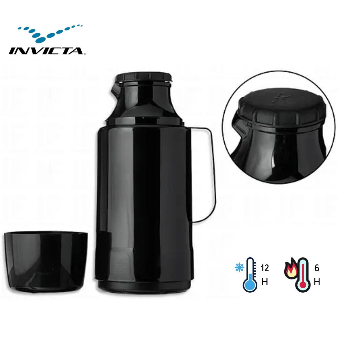Garrafa Térmica Preta GLT Rolha 1L Invicta