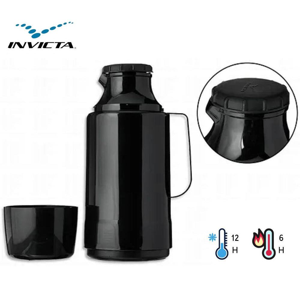 Garrafa Térmica Preta GLT Rolha 1L Invicta