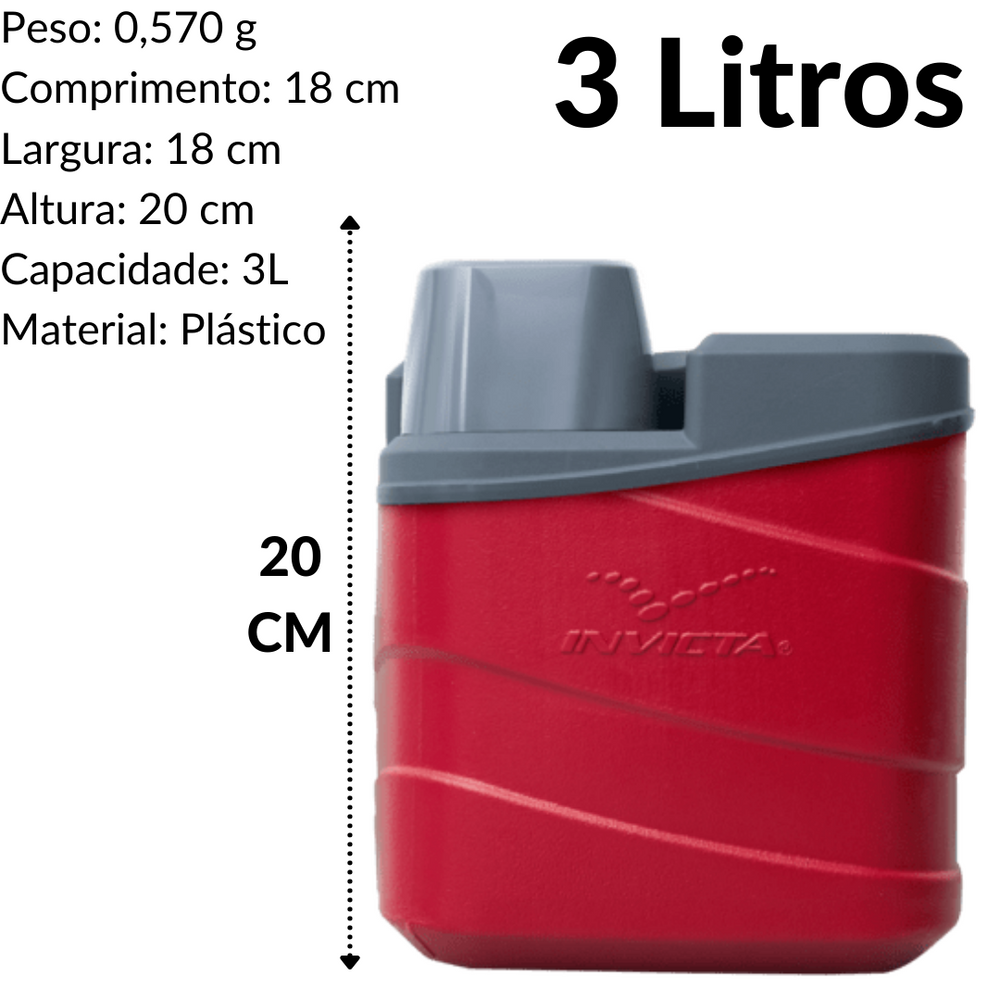Garrafa Térmica 3L Maratona Invicta Vermelho Invicta