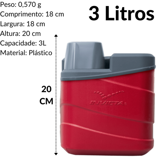 Garrafa Térmica 3L Maratona Invicta Vermelho