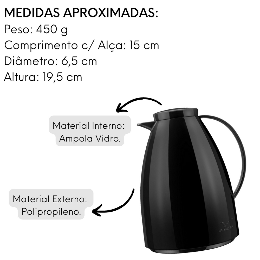 Bule Preto Viena 750ML Termica Invicta