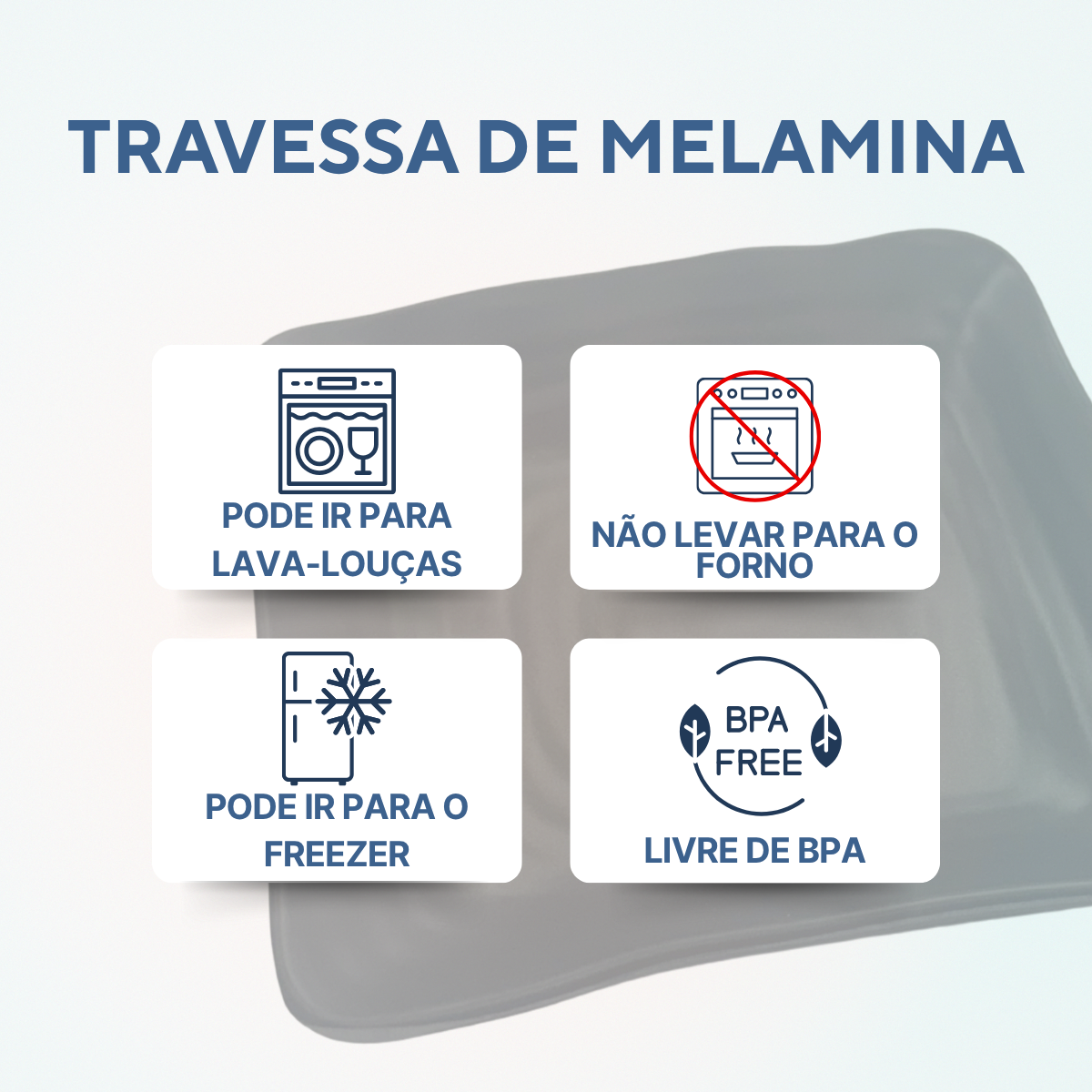 Travessa prato melamina pequeno quadrado