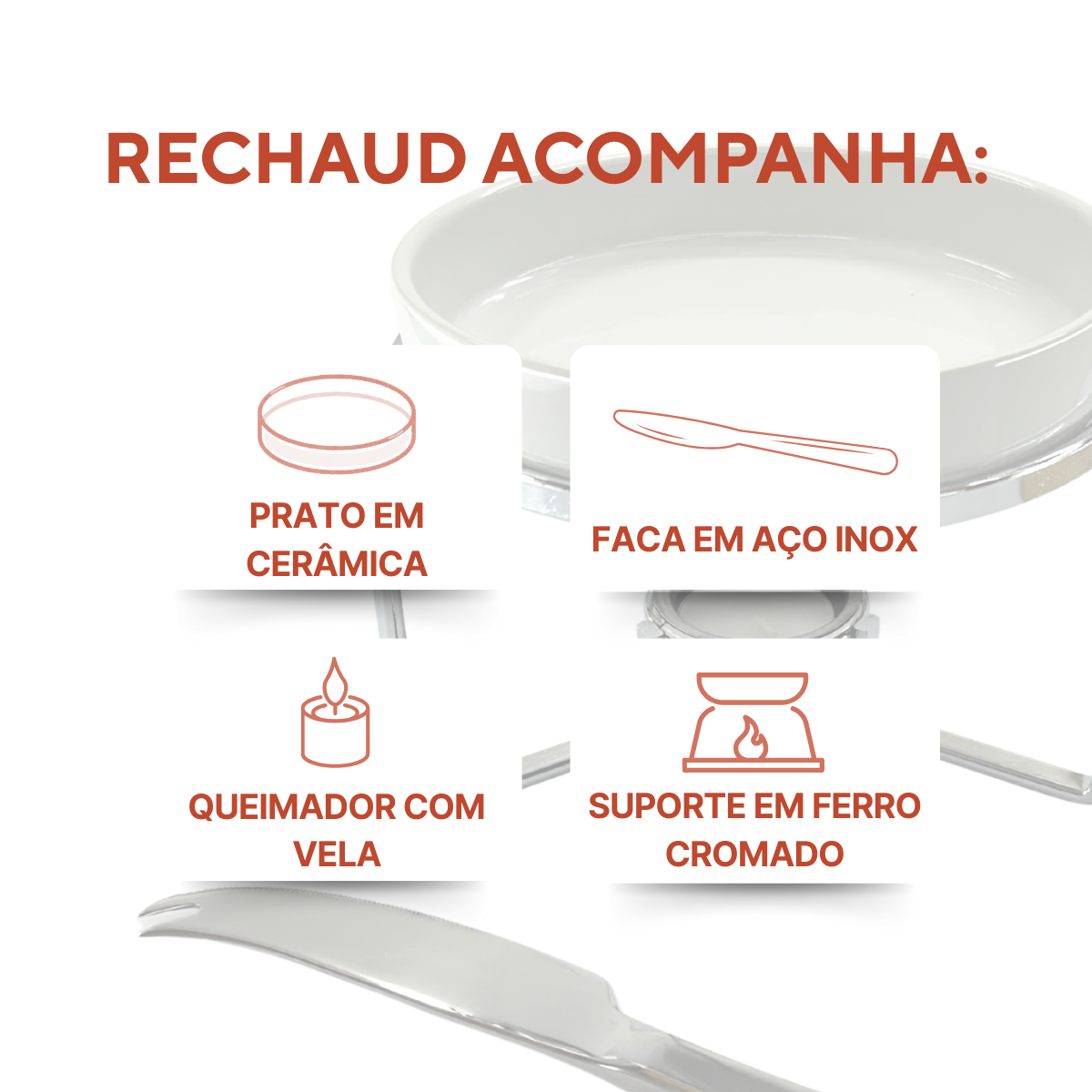 Rechaud queijo Brie Faca Vela Queimador