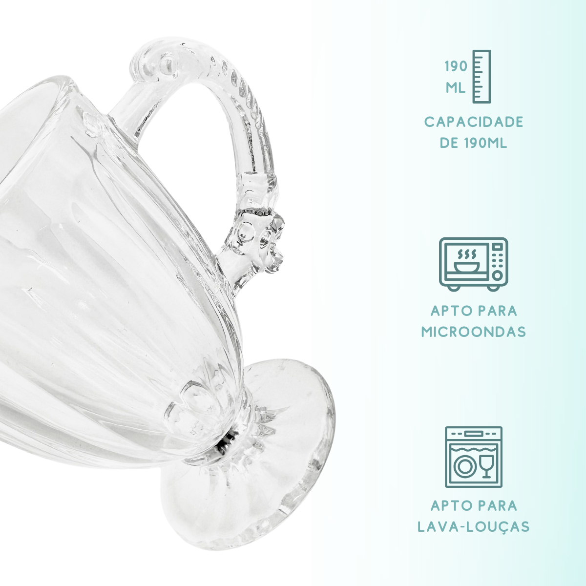 Xicara de Chá Vidro 190ml - A Gourmet