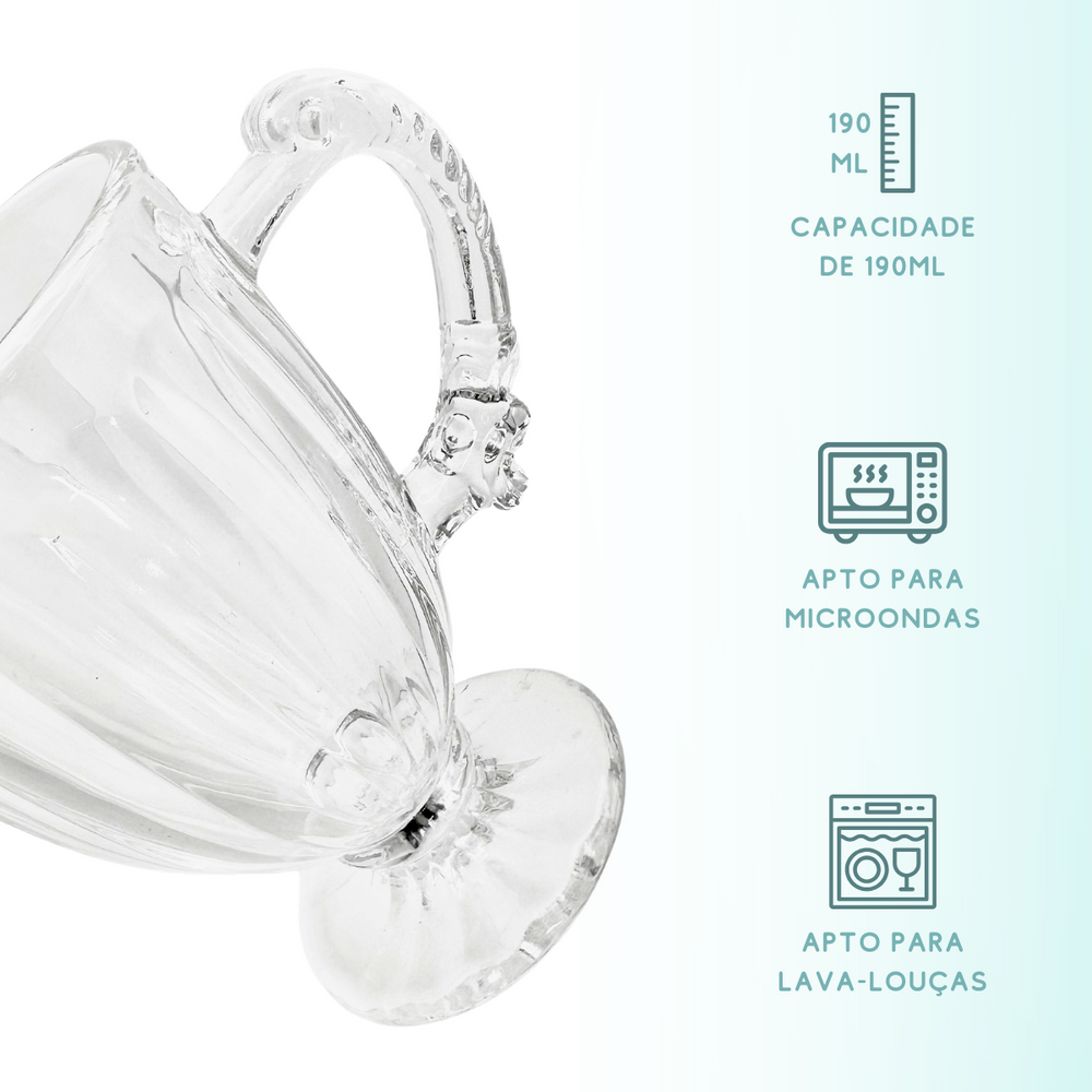 Xicara de Chá Vidro 190ml - A Gourmet