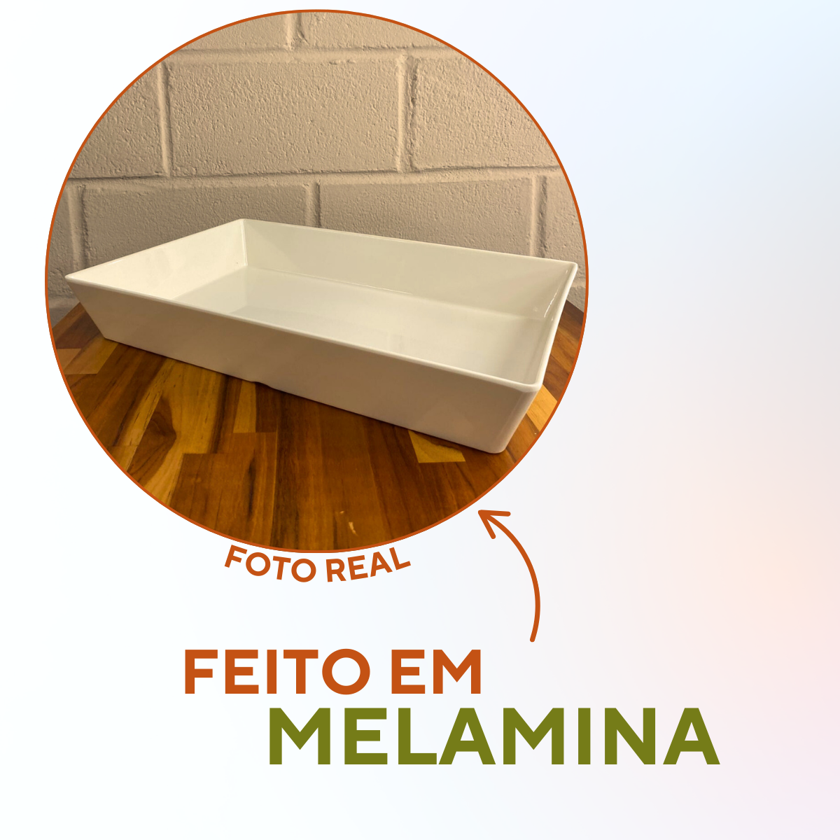 Travessa Retangular Grande Funda Melamina 6,3L