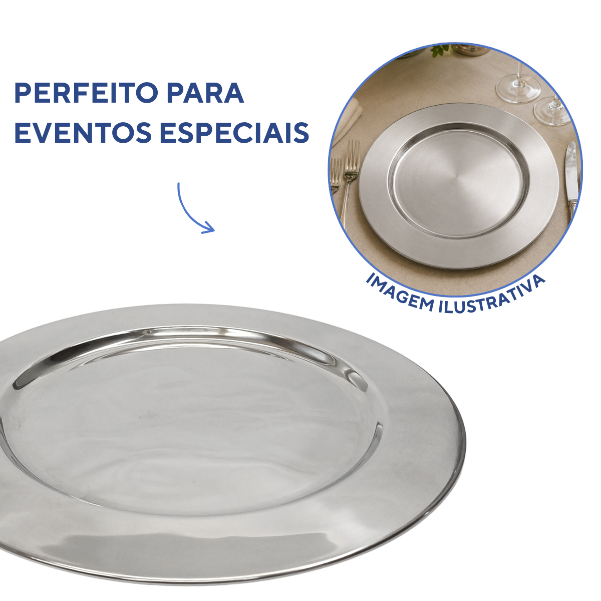 Sousplar Aço Inox 32cm