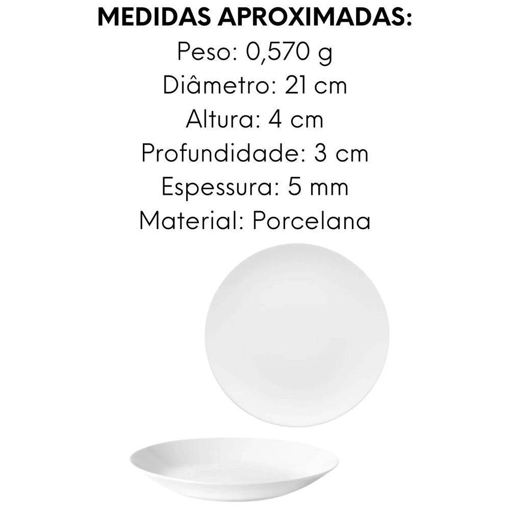 Prato Fundo Coup White Oxford Porcelana 24cm - A Gourmet