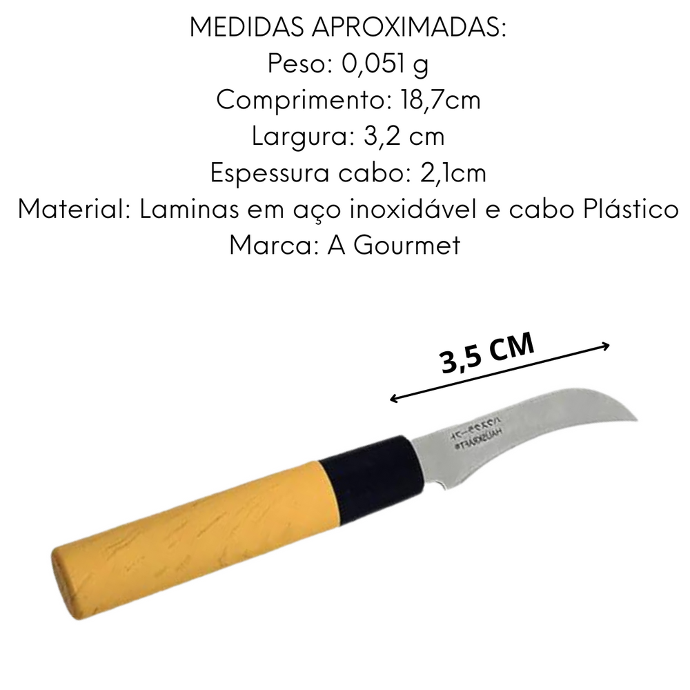 Faca Ásia 3,5¨ em Aço inox Cabo Plástico Etilux