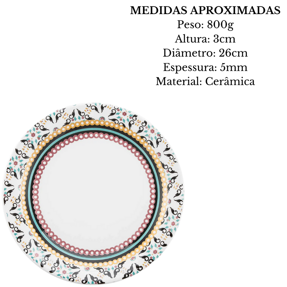 Jogo 16 Peças Porcelana Floreal Luiza em Cerâmica Oxford