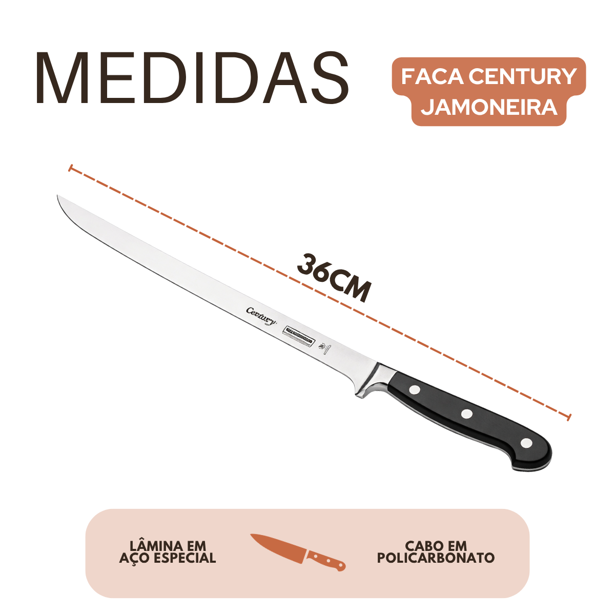 Faca Jamoneira Tramontina Century 9°