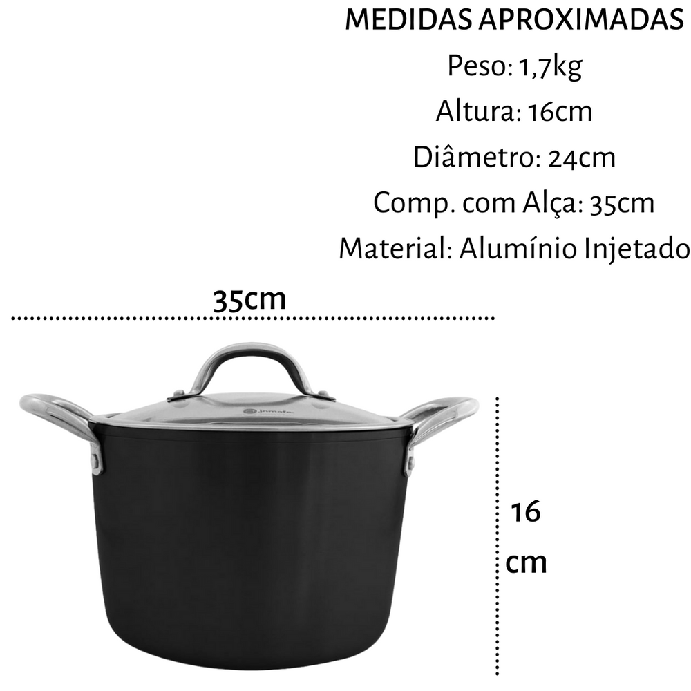 Panela Alta Tasty N24 Antiaderente Com Tampa De Vidro Jomafe