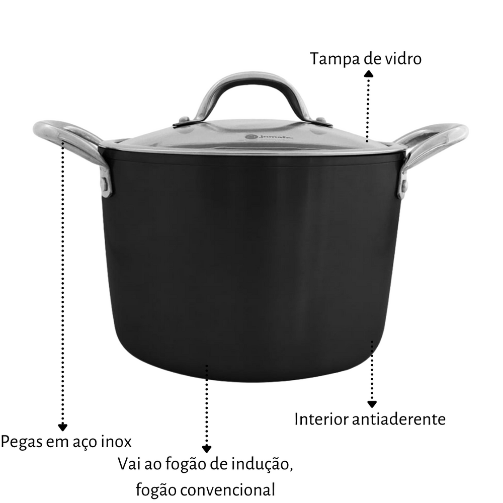 Panela Alta Tasty N24 Antiaderente Com Tampa De Vidro Jomafe