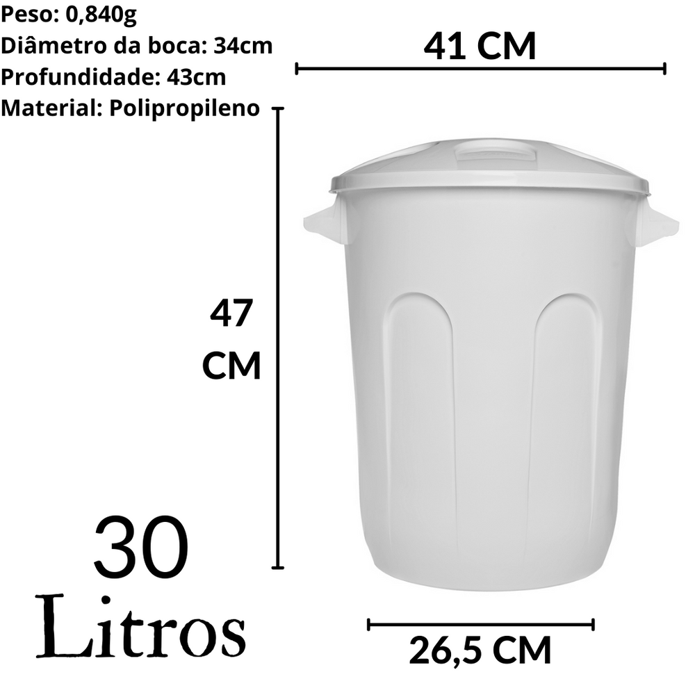 Lixeira Cesto Fechado 30L Branco jaguar Jaguar