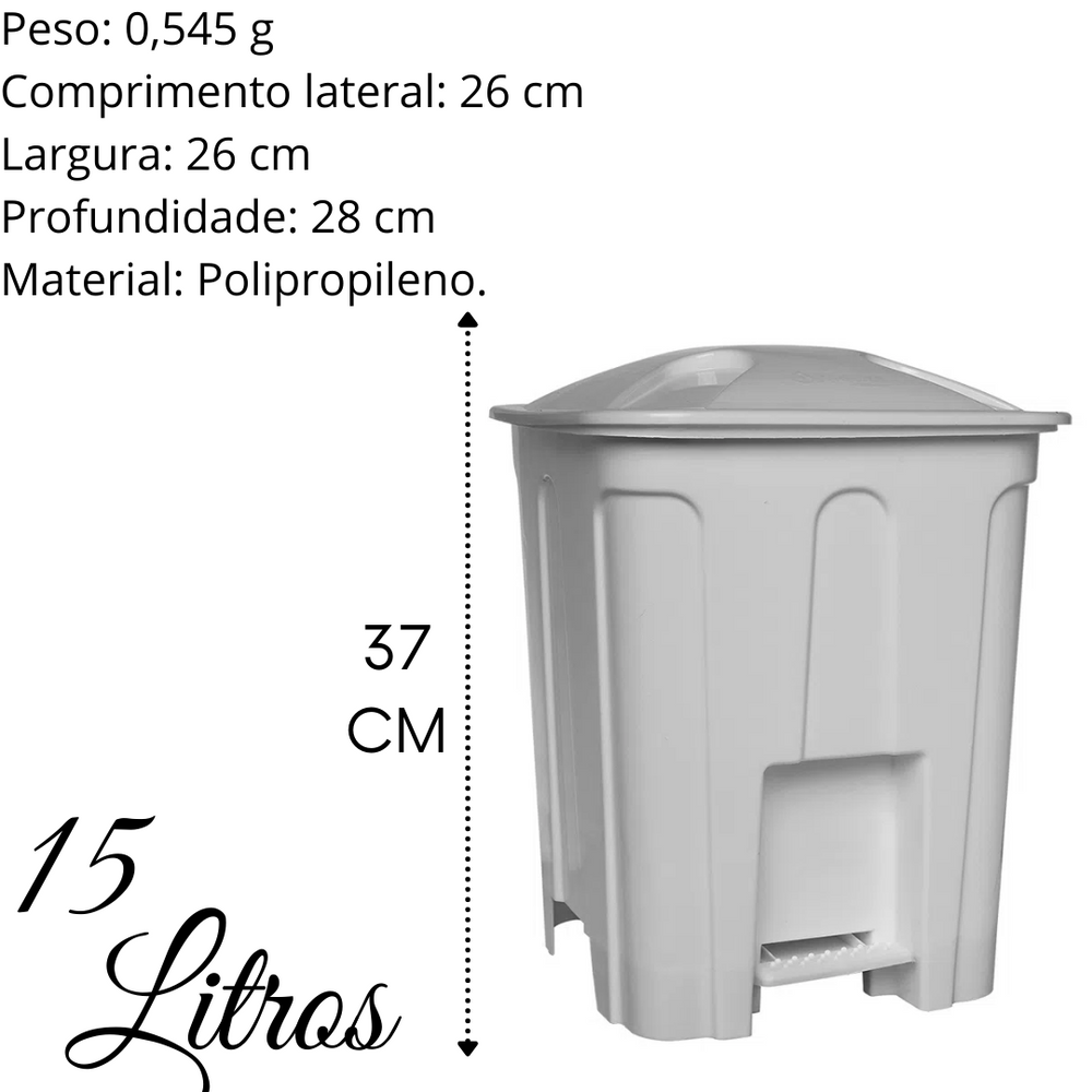 Lixeira Cesto C/ Pedal 15L Branco Jaguar