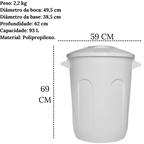 Lixeira Fechado 93L Com Tampa Branco Jaguar