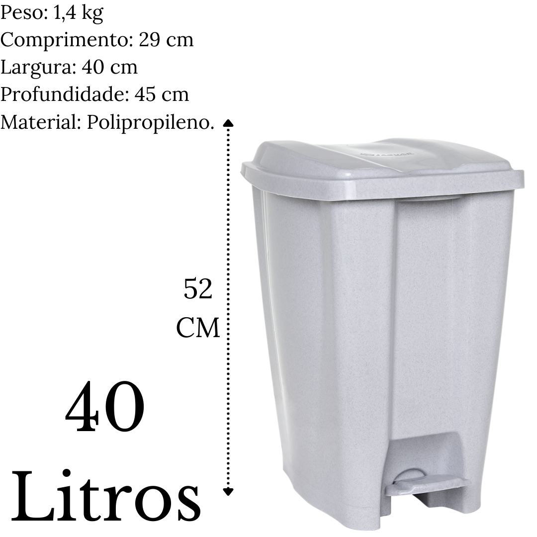 Lixeira C/ Pedal 40l Cinza Jaguar Jaguar