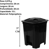 Lixeira cesto com pedal 15L preta