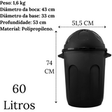Lixeira Cesto Preto Basculante 60L Eco Nature Jaguar