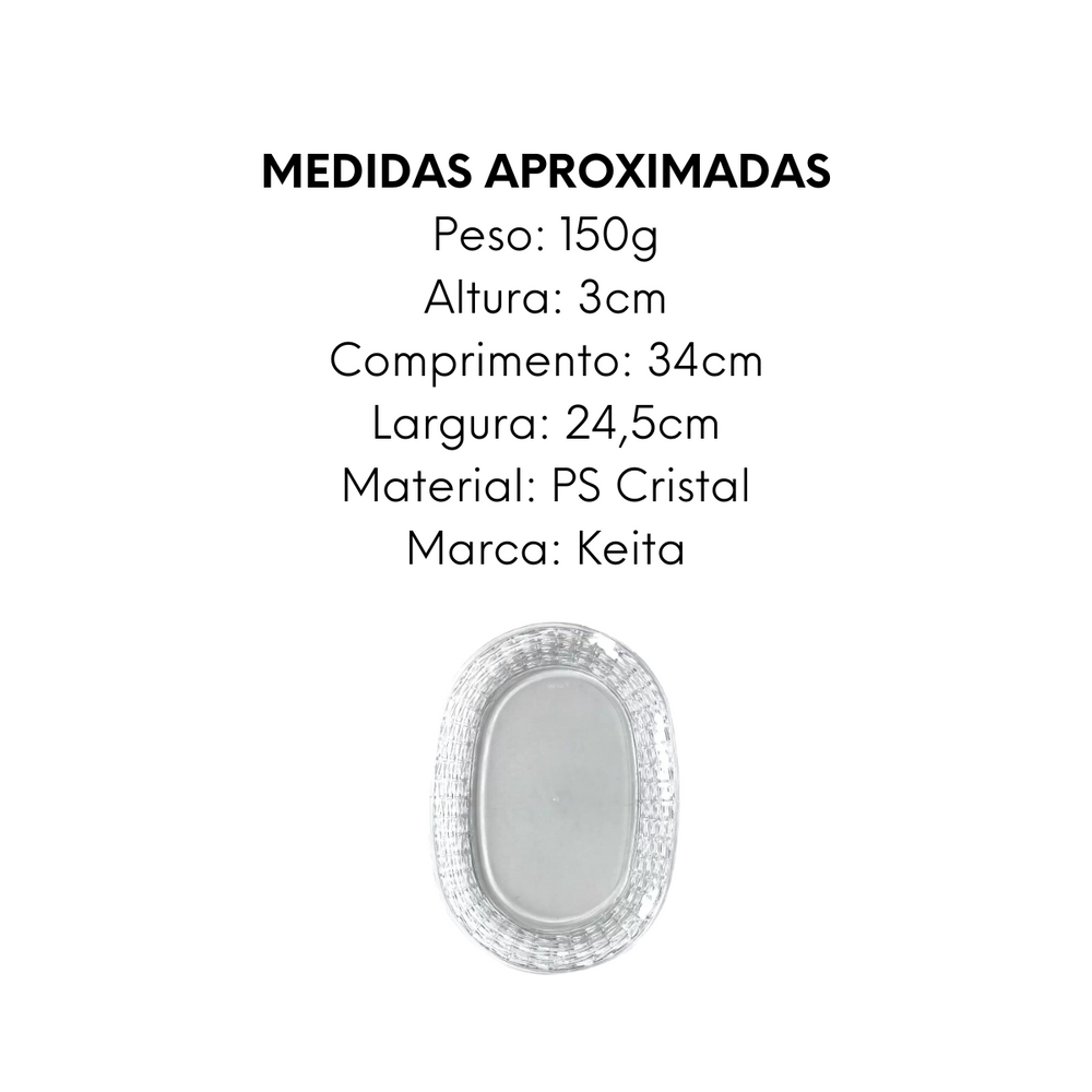bandeja Oval Traçada Ps Cristal Keita