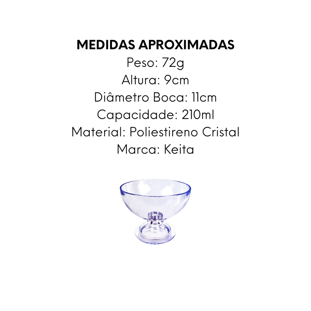 Taça Sobremesa Poliestireno Cristal 210ml Keita