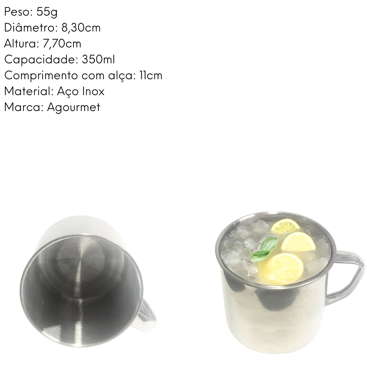 Caneca em Aço Inox 350ml KeHome