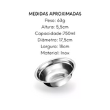 Tigela Bowl Redonda em Aço Inox 18cm KeHome
