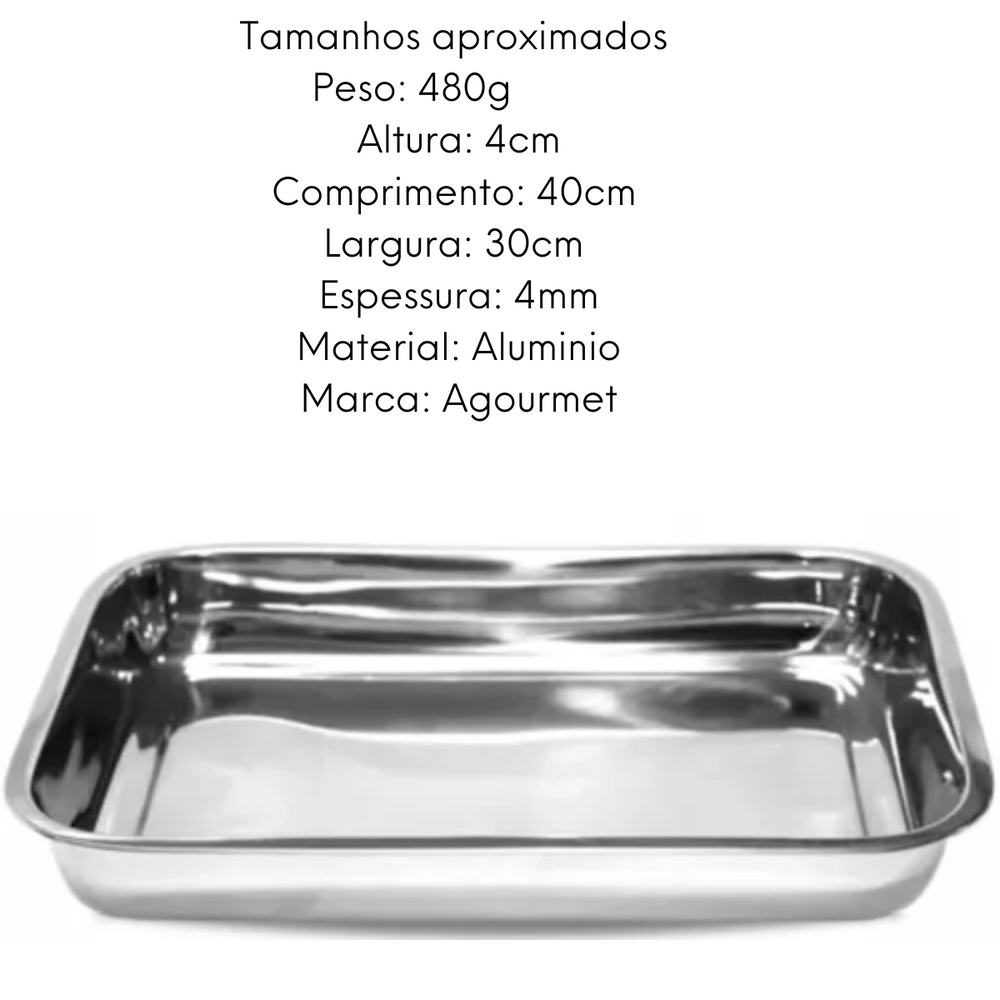 Assadeira Retangular Aço Inox 30x40 KeHome