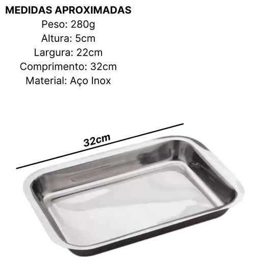 Assadeira Retangular Aço Inox 32x22