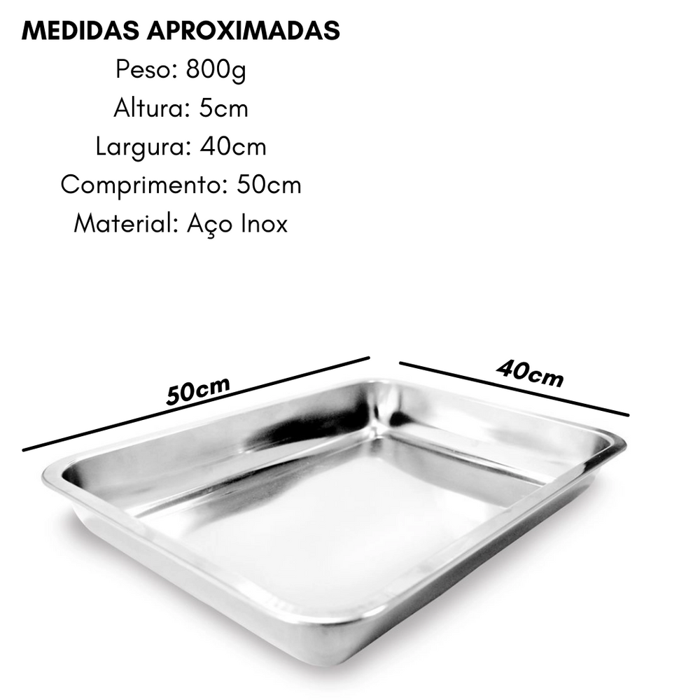 Assadeira Retangular Aço inox 50x40 KeHome
