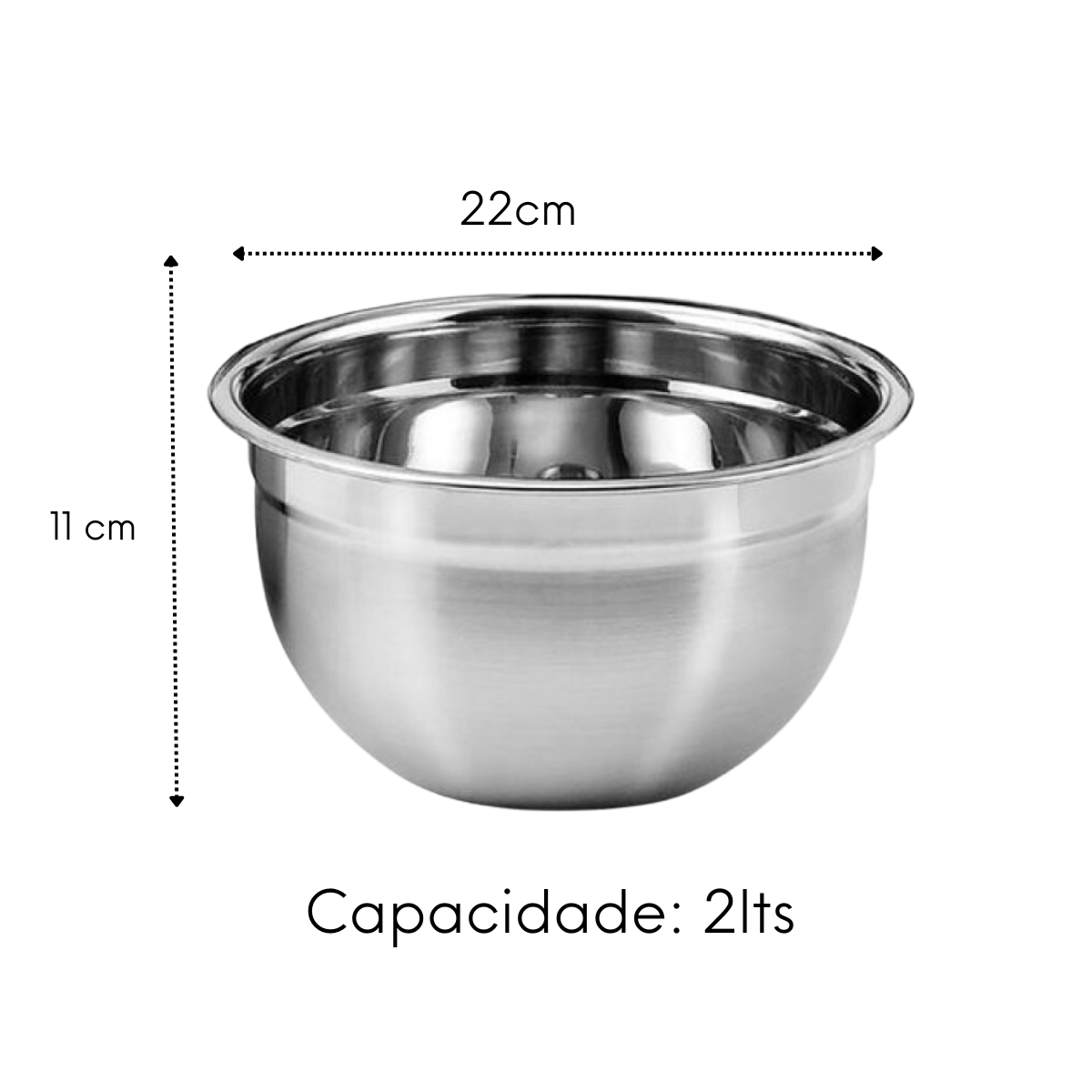Tigela Mixing Bowl em Aço Inox 22cm KeHome