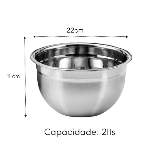 Tigela Mixing Bowl em Aço Inox 22cm