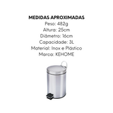 Lixeira Kehome 3L Aço Inox KeHome