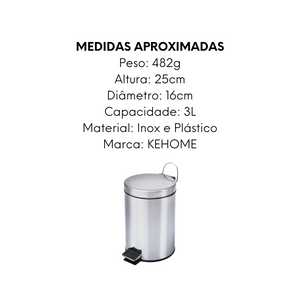 Lixeira Kehome 3L Aço Inox KeHome