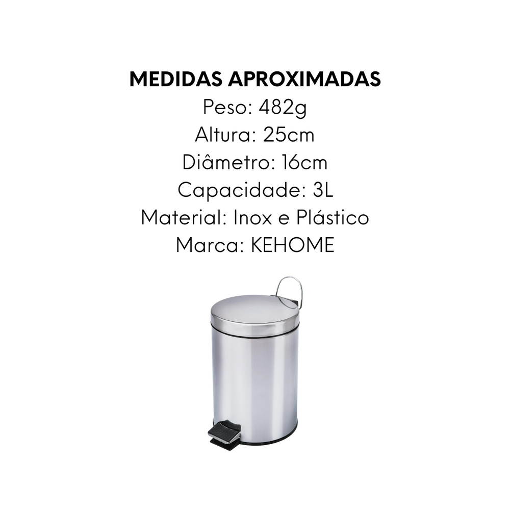 Lixeira Kehome 3L Aço Inox KeHome