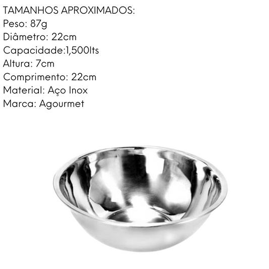 Saladeira em Aço inox 22cm