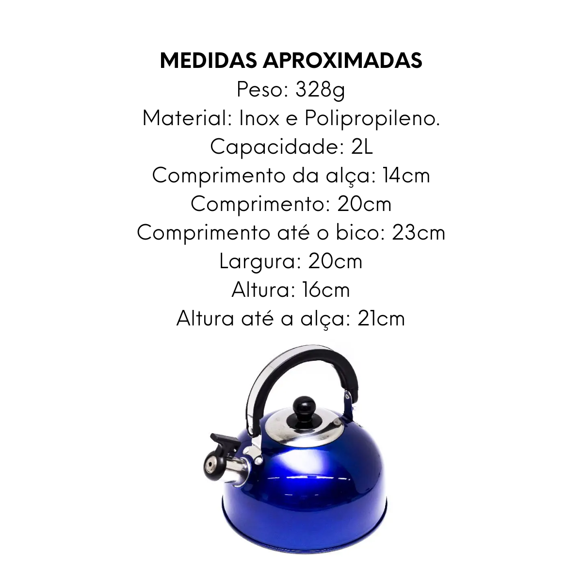 Chaleira Azul Basic Color em Aço Inox KeHome