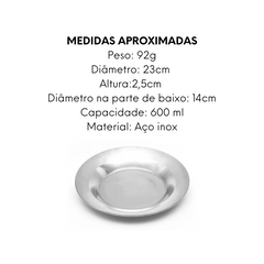 Prato Raso de Aço Inox Grande KeHome