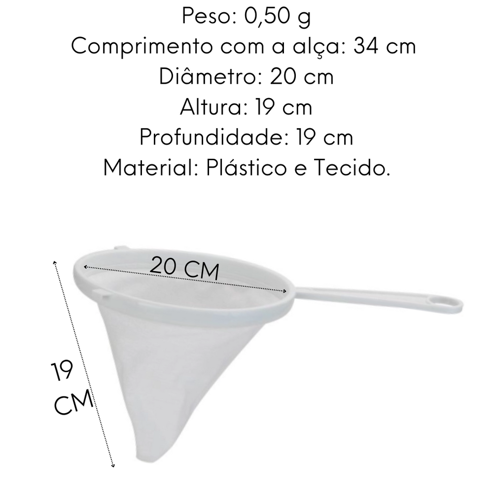 Coador de Pano 20cm Cabo de Plástico KeHome